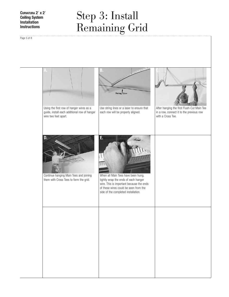 Step 3: install remaining grid | USG Curvatura 2x 2 Ceiling System User Manual | Page 5 / 8