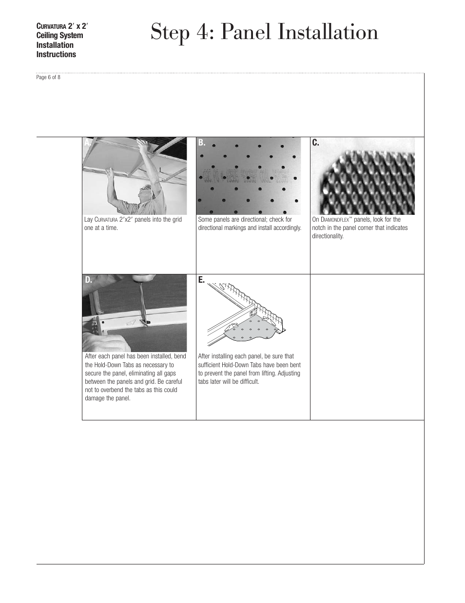 Step 4: panel installation | USG Curvatura 2x 2 Ceiling System User Manual | Page 6 / 8