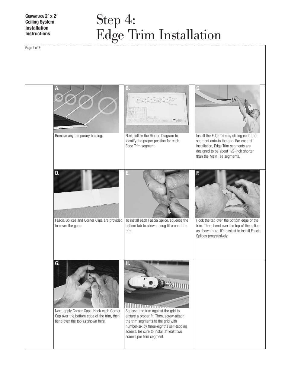 Step 4: edge trim installation | USG Curvatura 2x 2 Ceiling System User Manual | Page 7 / 8