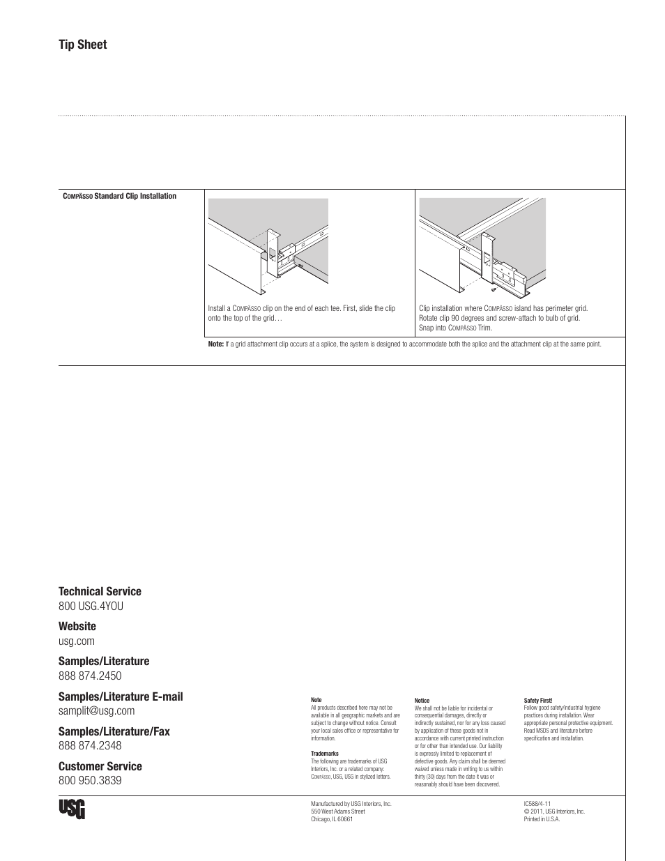Tip sheet | USG Compässo Standard Suspension Trim System User Manual | Page 2 / 2