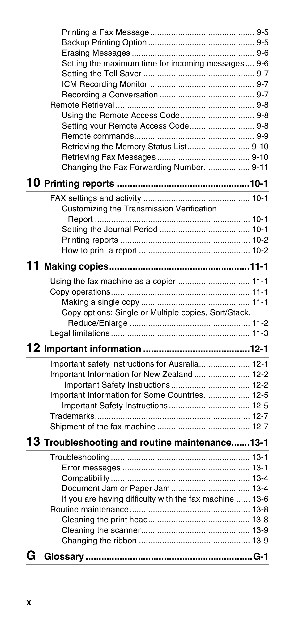 Brother FAX-837MC User Manual | Page 12 / 130