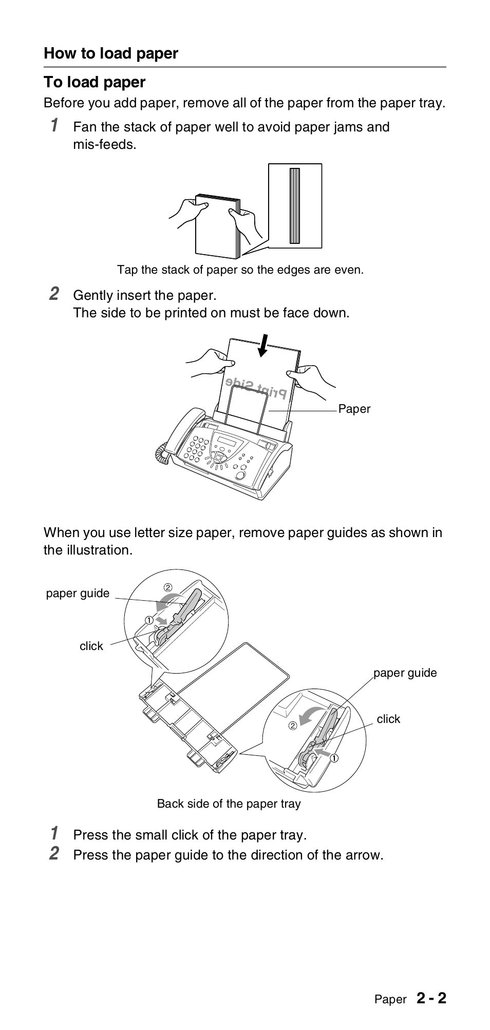 How to load paper, How to load paper -2 | Brother FAX-837MC User Manual | Page 25 / 130