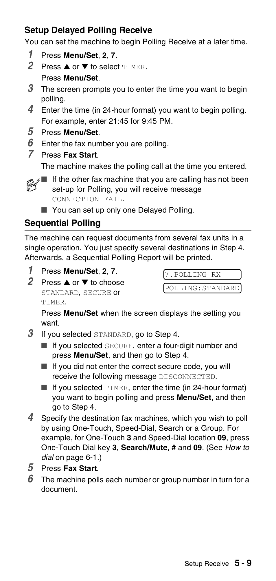 Sequential polling, Sequential polling -9 | Brother FAX-837MC User Manual | Page 47 / 130