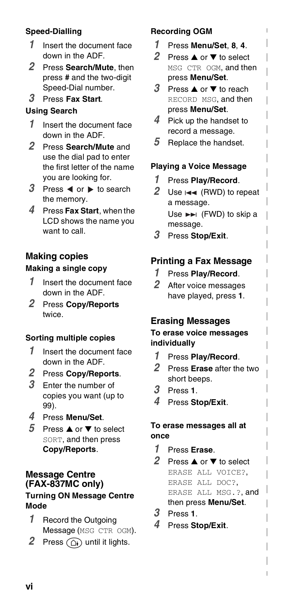 Brother FAX-837MC User Manual | Page 8 / 130