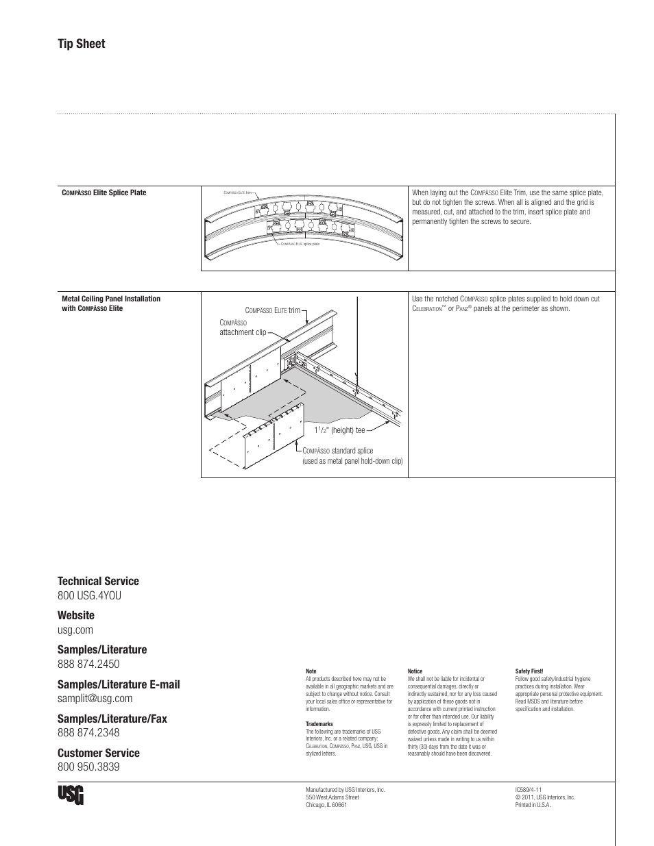 Tip sheet | USG Compässo Elite Suspension Trim System User Manual | Page 2 / 2