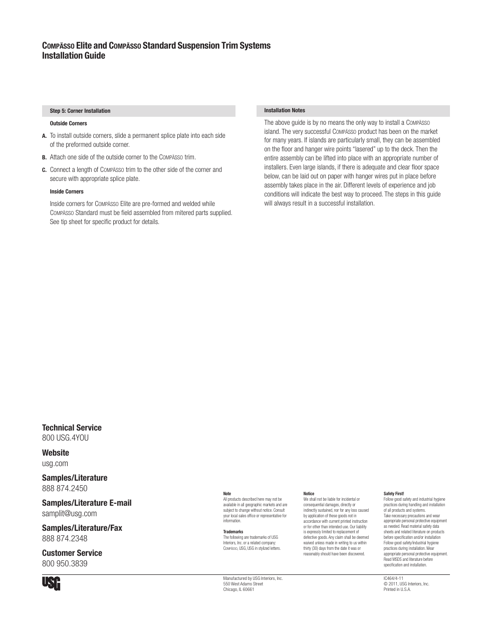 Elite and c | USG Compässo Elite Suspension Trim System User Manual | Page 2 / 2