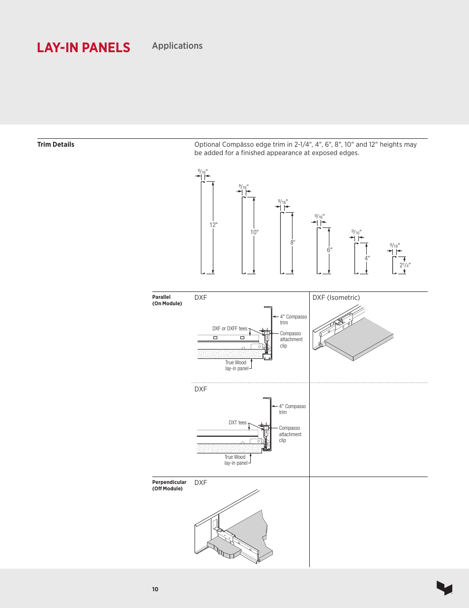Lay-in panels, Applications | USG Ceiling True Wood User Manual | Page 11 / 31