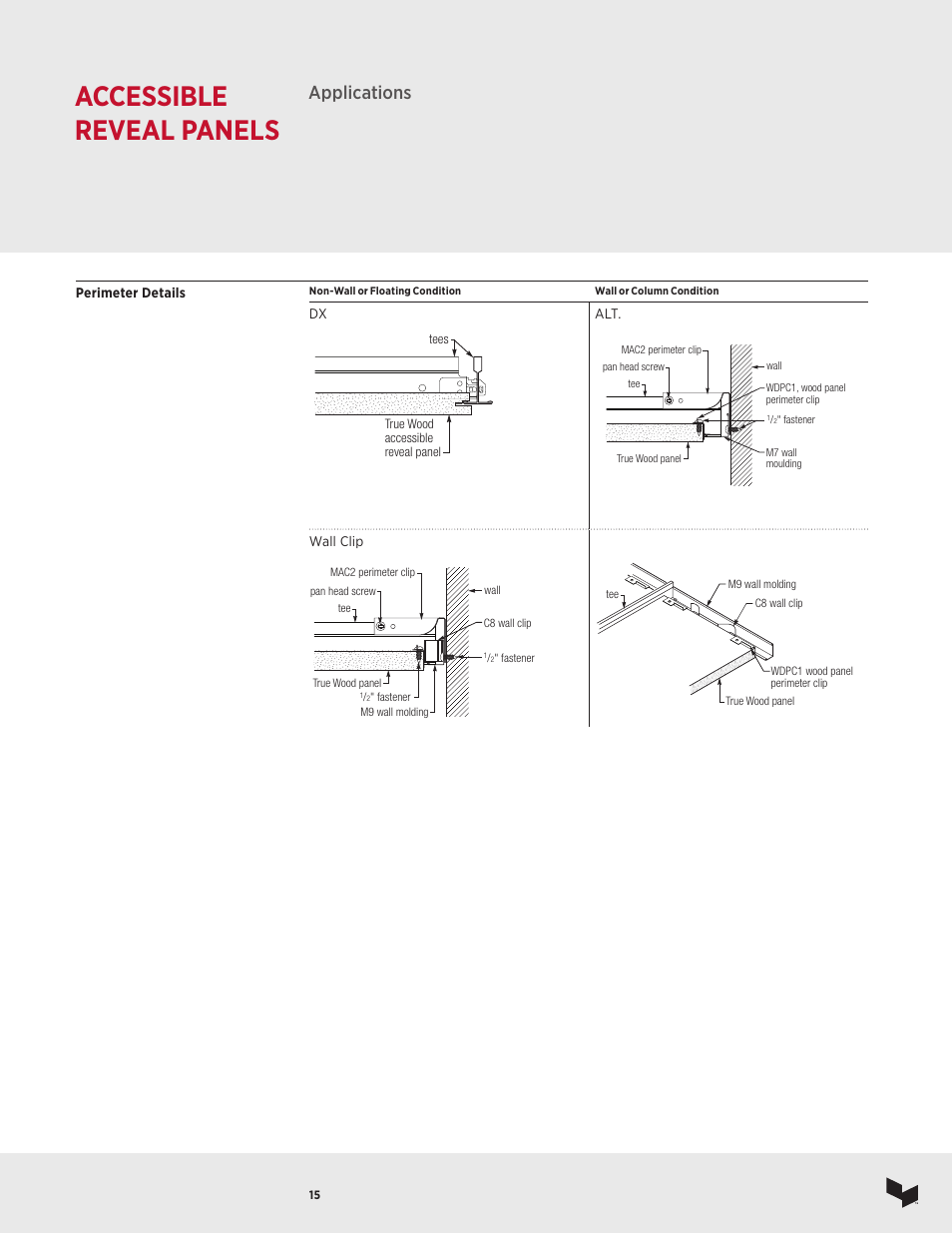 Accessible reveal panels, Applications | USG Ceiling True Wood User Manual | Page 16 / 31