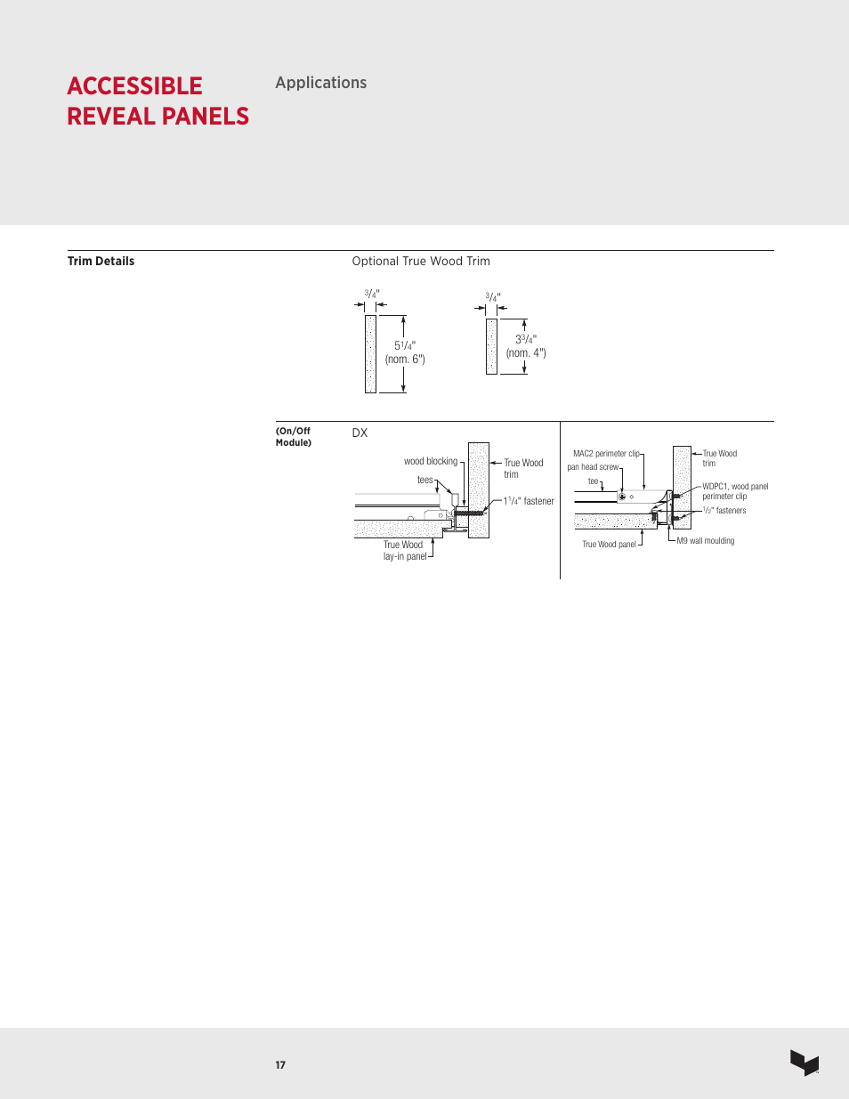 Accessible reveal panels, Applications | USG Ceiling True Wood User Manual | Page 18 / 31