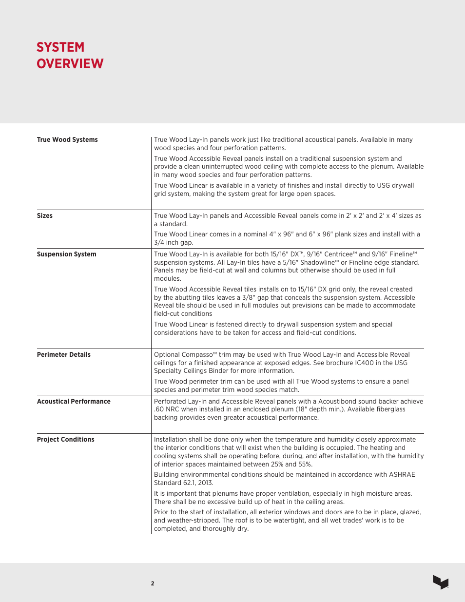 System overview | USG Ceiling True Wood User Manual | Page 3 / 31