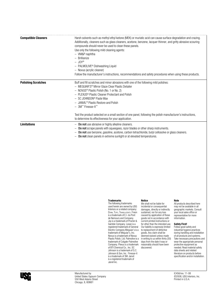 USG Translucents Ceiling Panels User Manual | Page 2 / 2