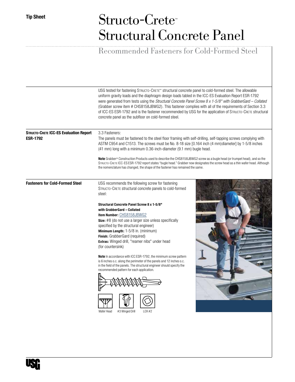 USG Structo-Crete Structural Concrete Panel User Manual | 2 pages