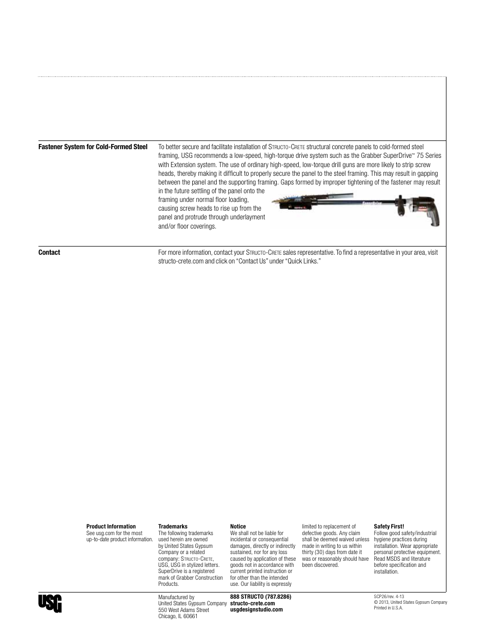 USG Structo-Crete Structural Concrete Panel User Manual | Page 2 / 2