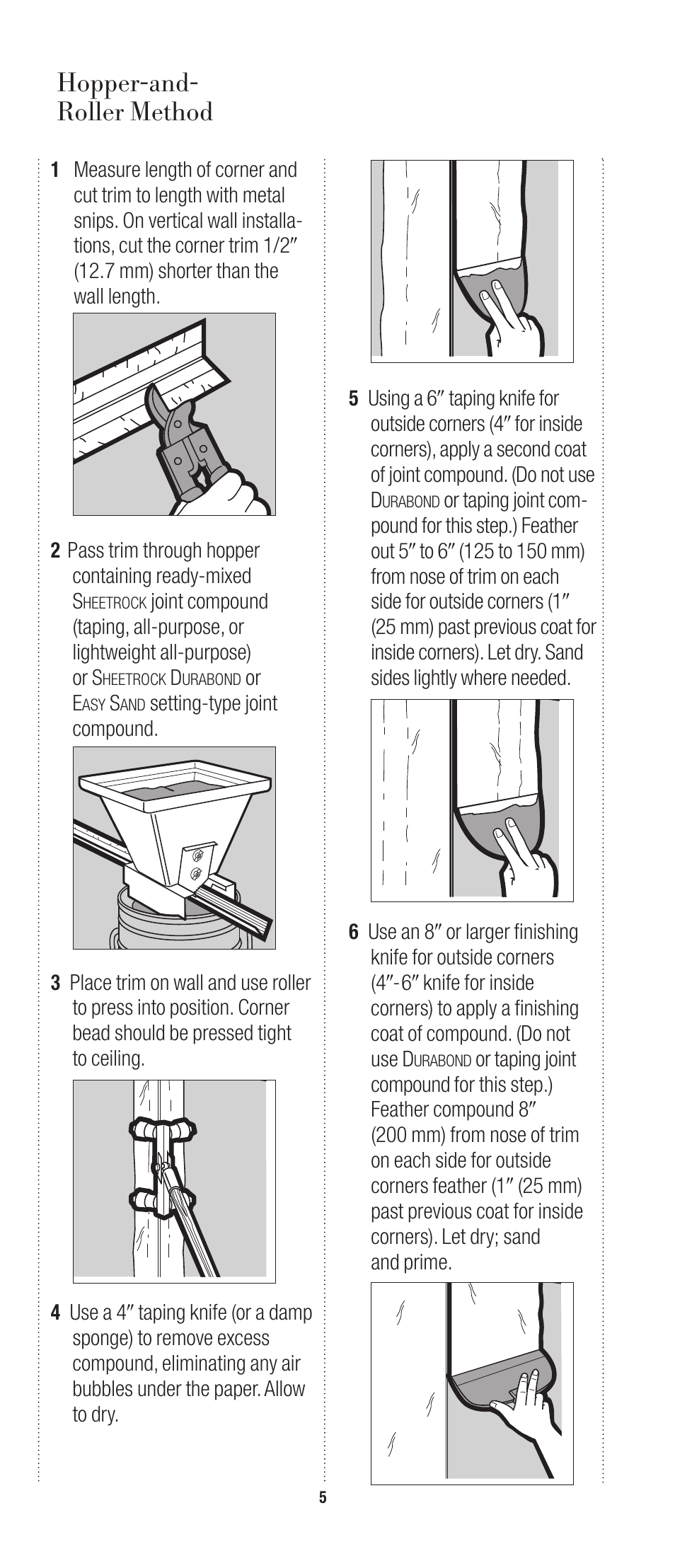 Hopper-and- roller method | USG Sheetrock Paper-Faced Metal Bead and Trim User Manual | Page 6 / 8