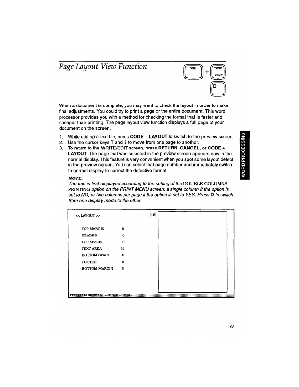 Page layout view function | Brother WP330MDS User Manual | Page 103 / 322