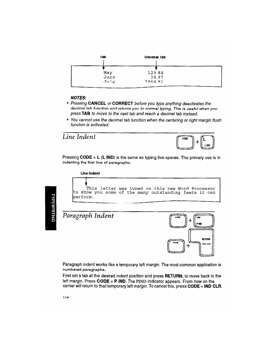 Line indent, Paragraph indent | Brother WP330MDS User Manual | Page 124 / 322