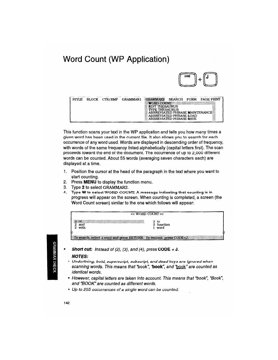 Word count (wp application) | Brother WP330MDS User Manual | Page 152 / 322