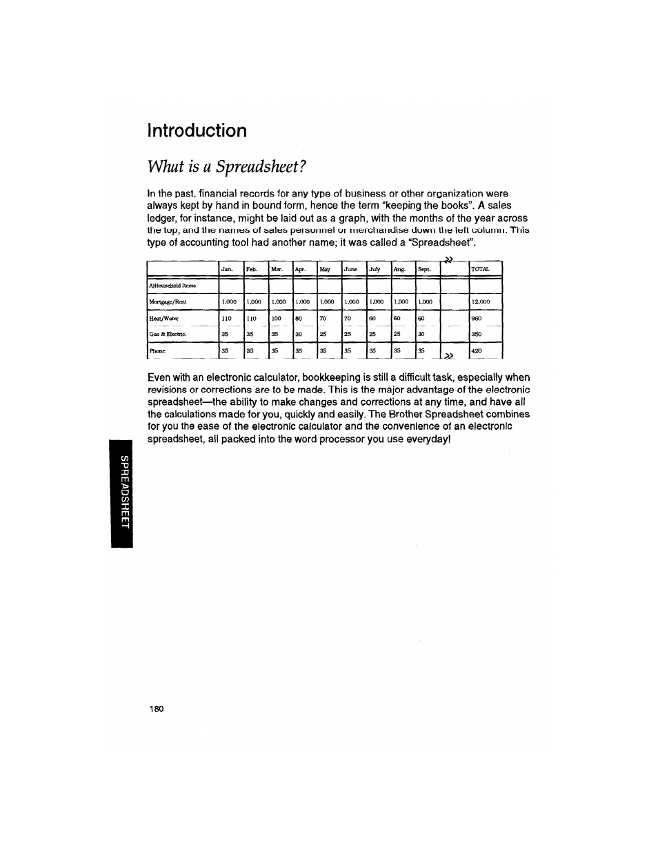 Introduction, What is a spreadsheet, The top, and the names | Brother WP330MDS User Manual | Page 190 / 322