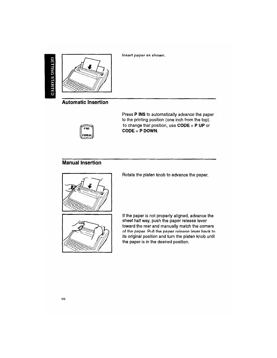 Automatic insertion, Manual insertion | Brother WP330MDS User Manual | Page 20 / 322