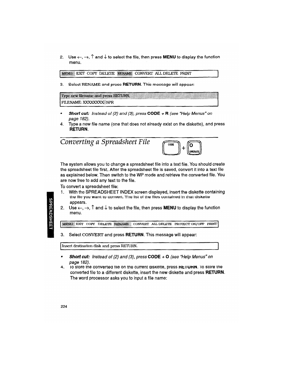 Converting a spreadsheet file | Brother WP330MDS User Manual | Page 234 / 322