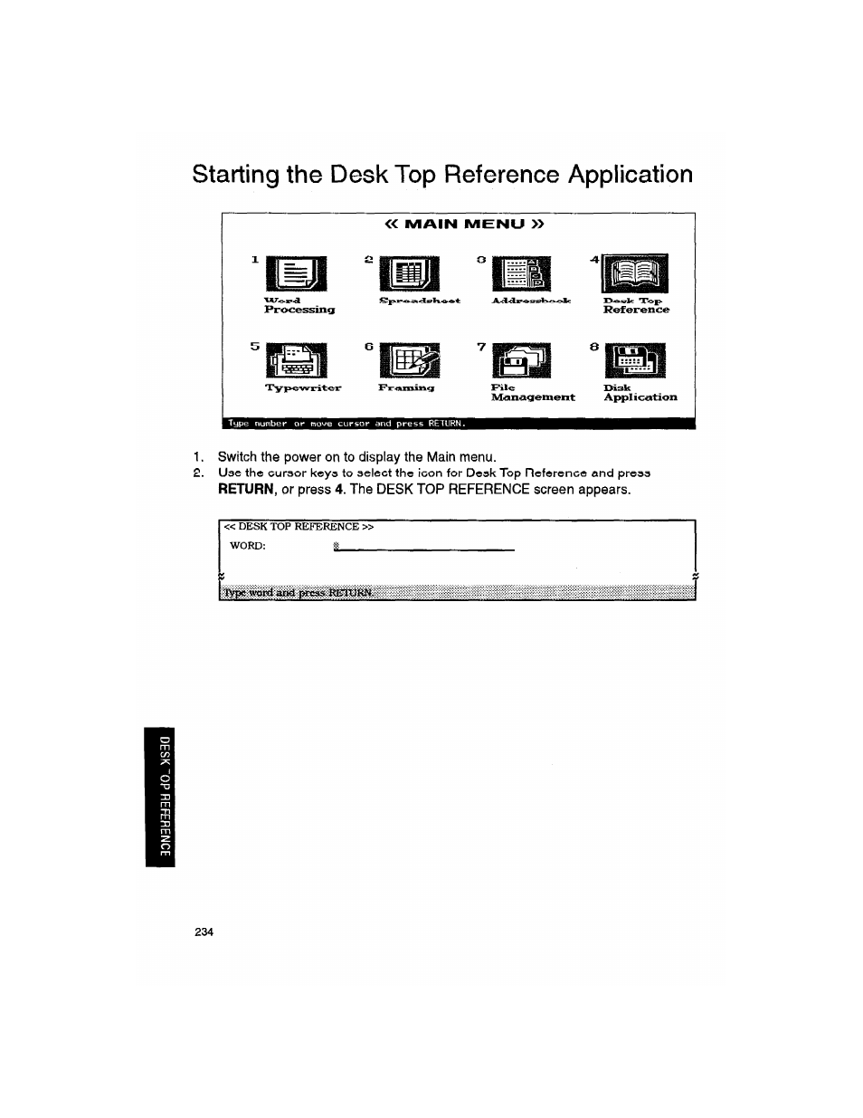 Starting the desk top reference application | Brother WP330MDS User Manual | Page 244 / 322