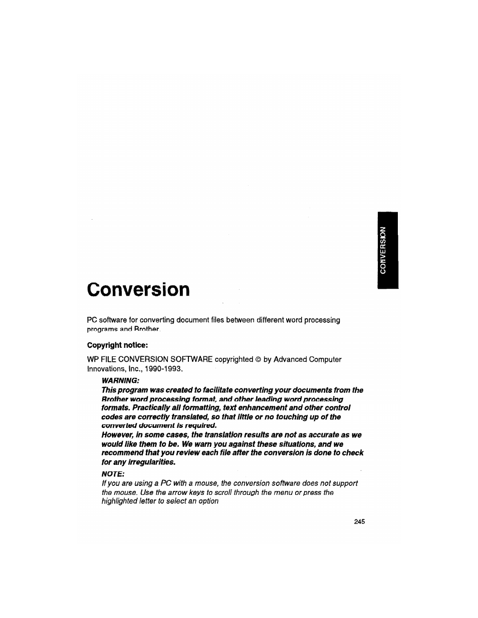 Conversion | Brother WP330MDS User Manual | Page 255 / 322