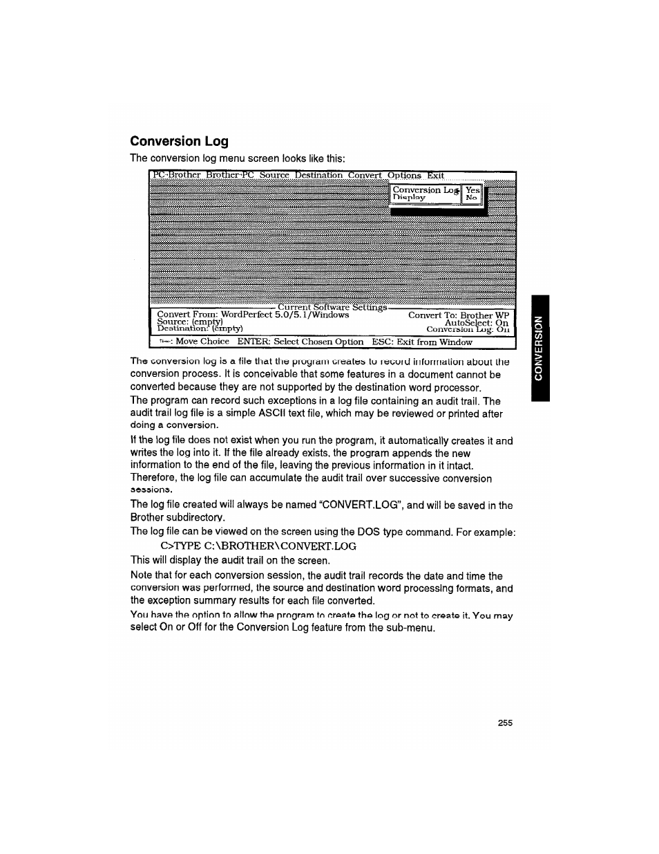 Conversion log | Brother WP330MDS User Manual | Page 265 / 322