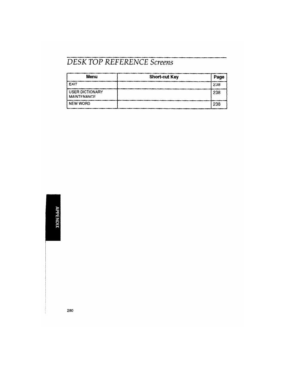 Desk top reference screens | Brother WP330MDS User Manual | Page 290 / 322