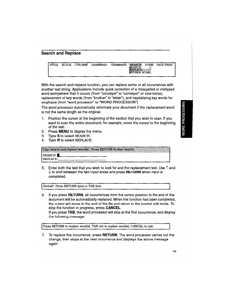 Search and replace | Brother WP330MDS User Manual | Page 59 / 322