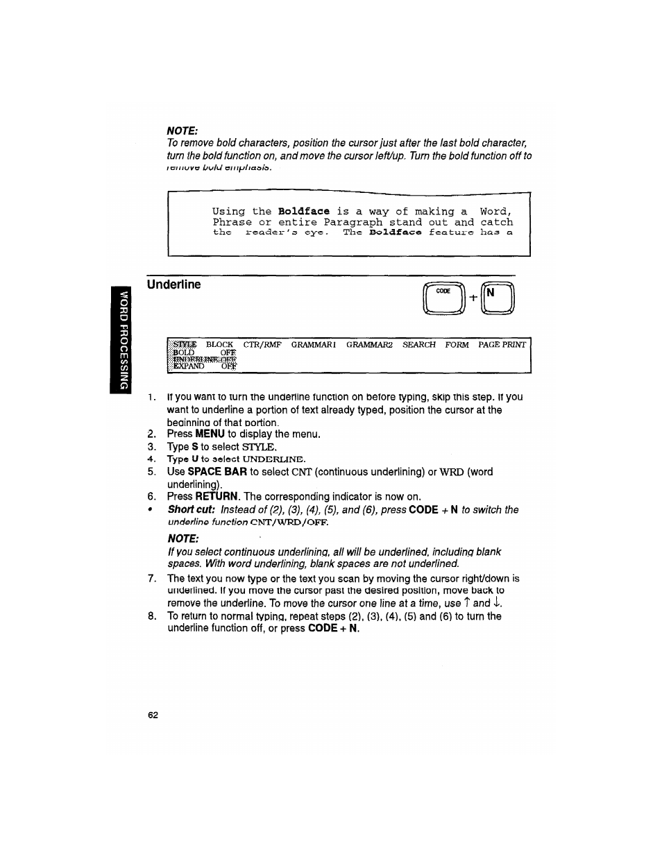 Underline | Brother WP330MDS User Manual | Page 72 / 322