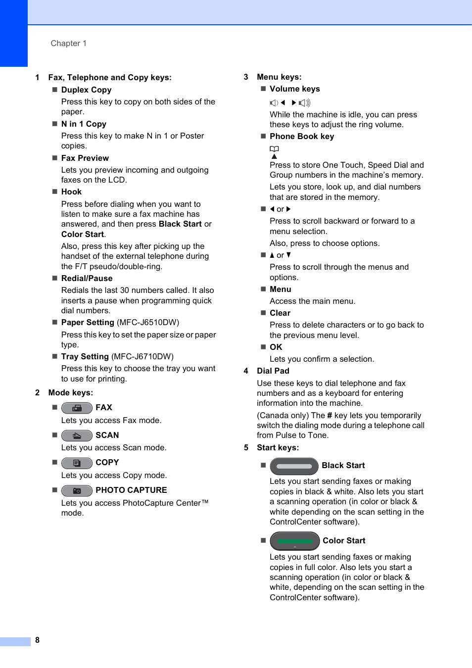 Brother MFC J6510DW User Manual | Page 22 / 163