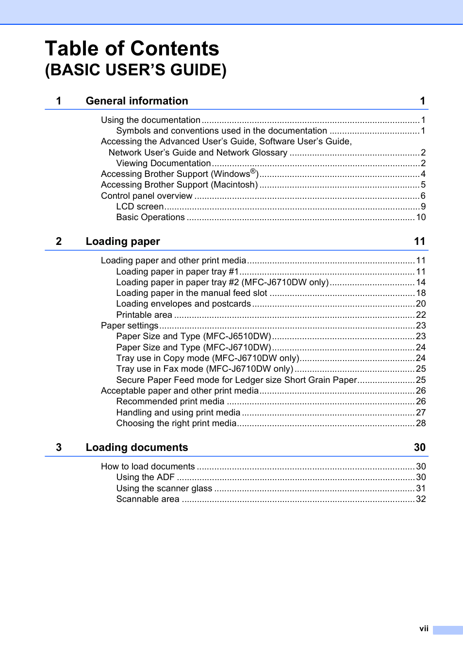 Brother MFC J6510DW User Manual | Page 9 / 163