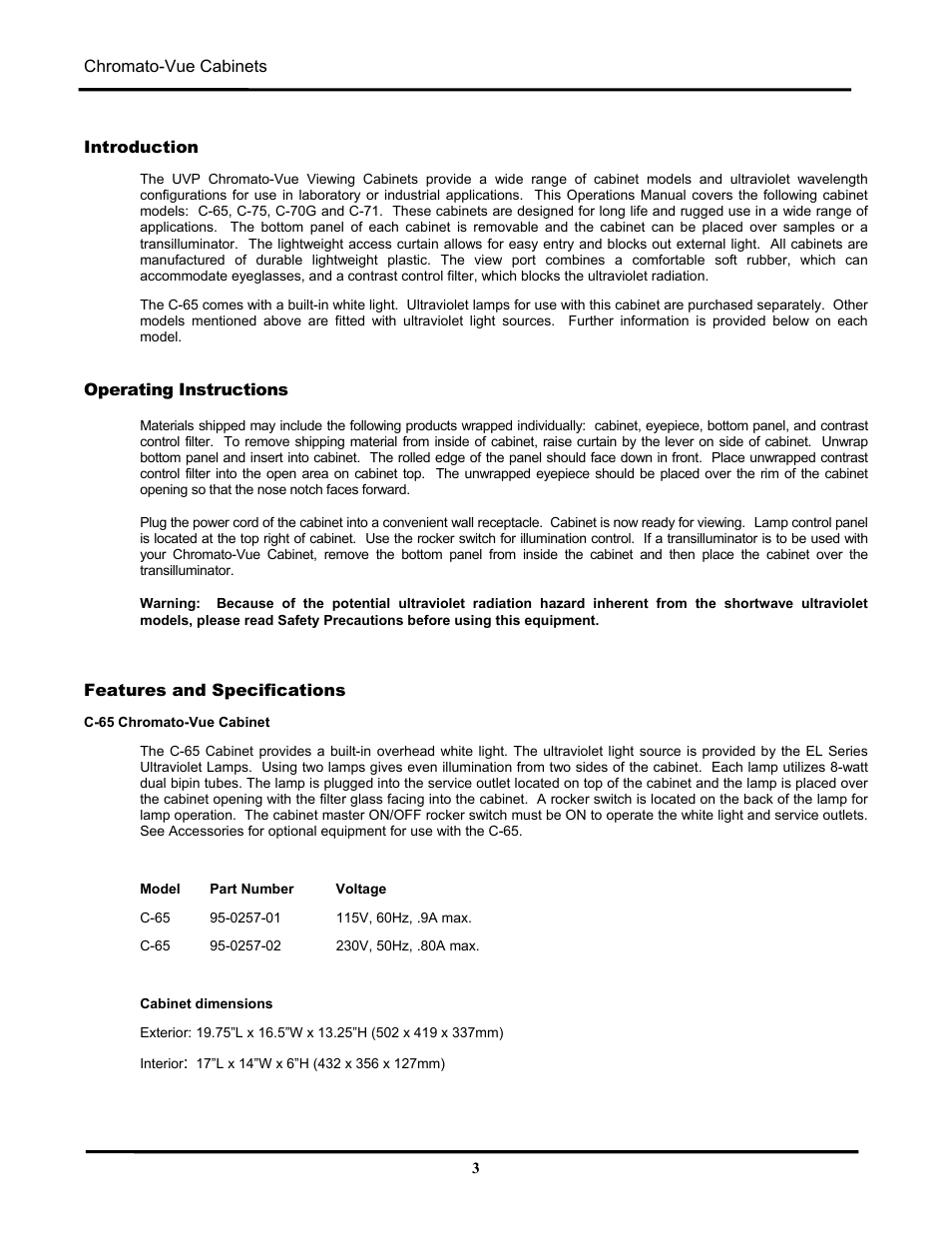 UVP C-75 User Manual | Page 3 / 8