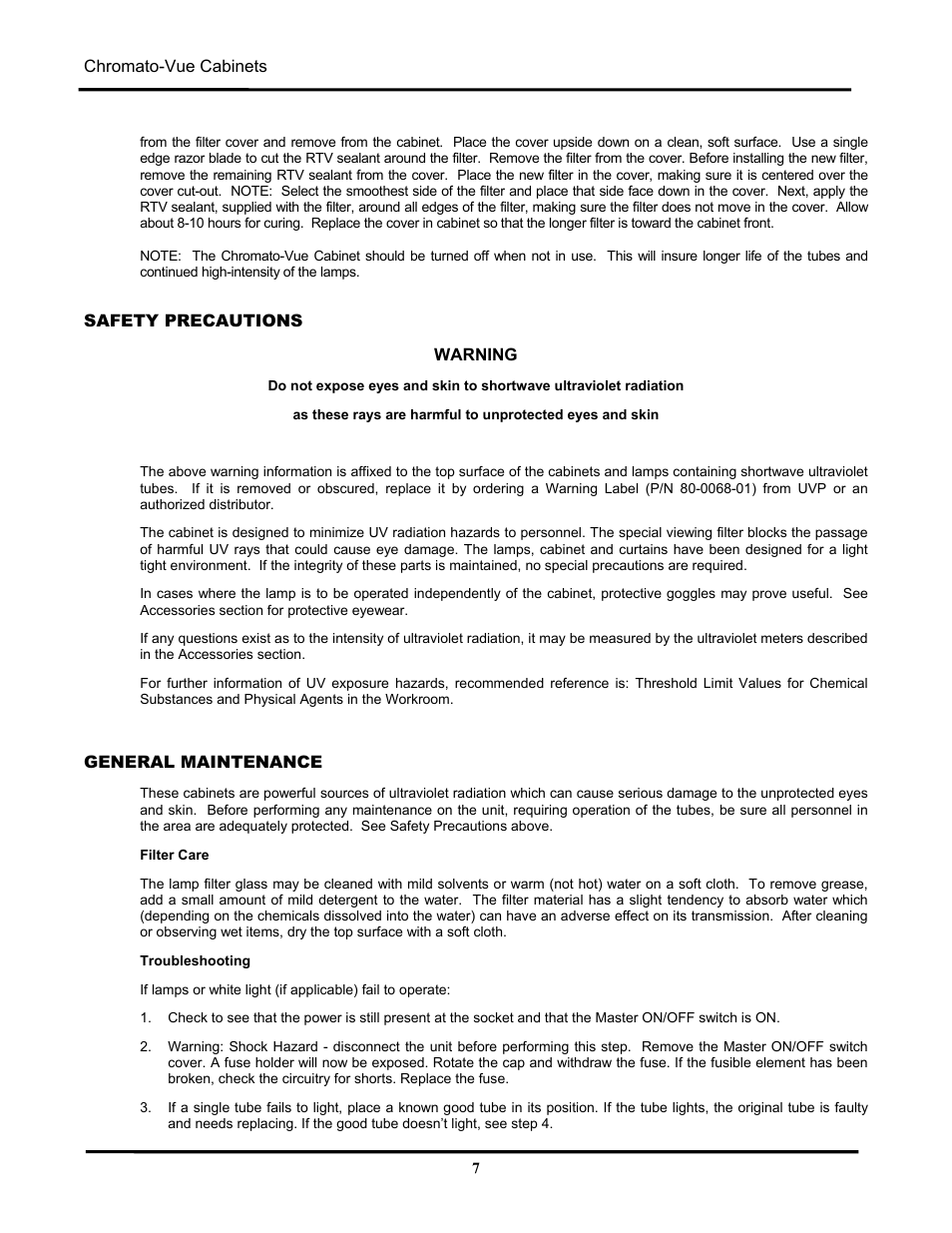 UVP C-75 User Manual | Page 7 / 8