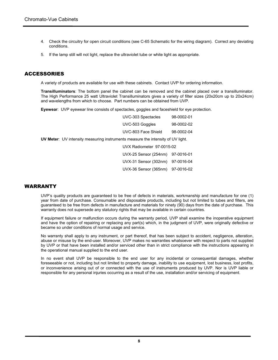 UVP C-75 User Manual | Page 8 / 8