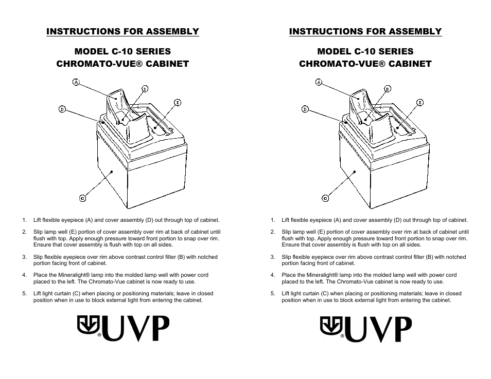 UVP C-10 Series User Manual | 2 pages