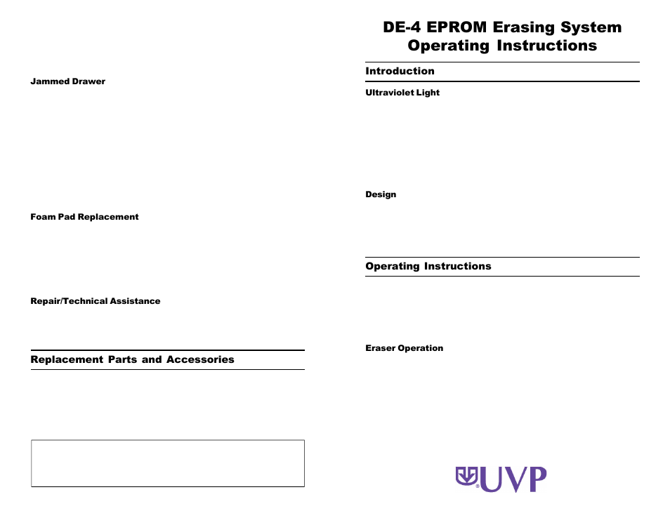 UVP DE-4 User Manual | 2 pages