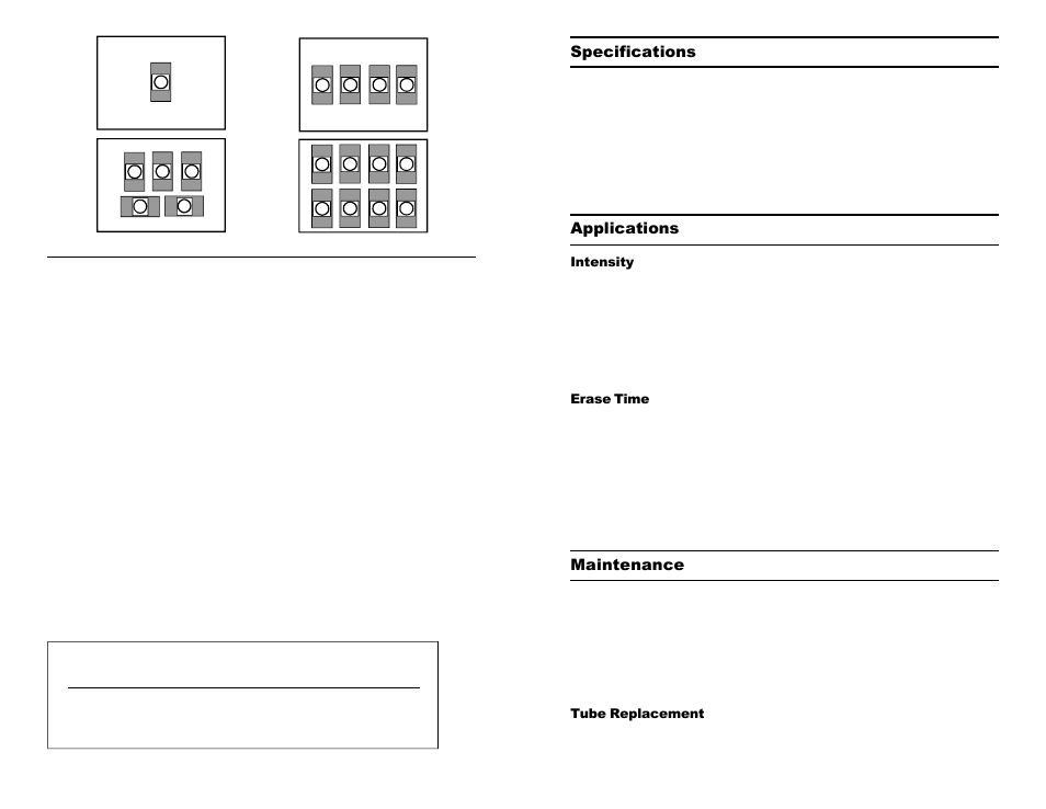 Specifications, Applications, Maintenance | UVP DE-4 User Manual | Page 2 / 2