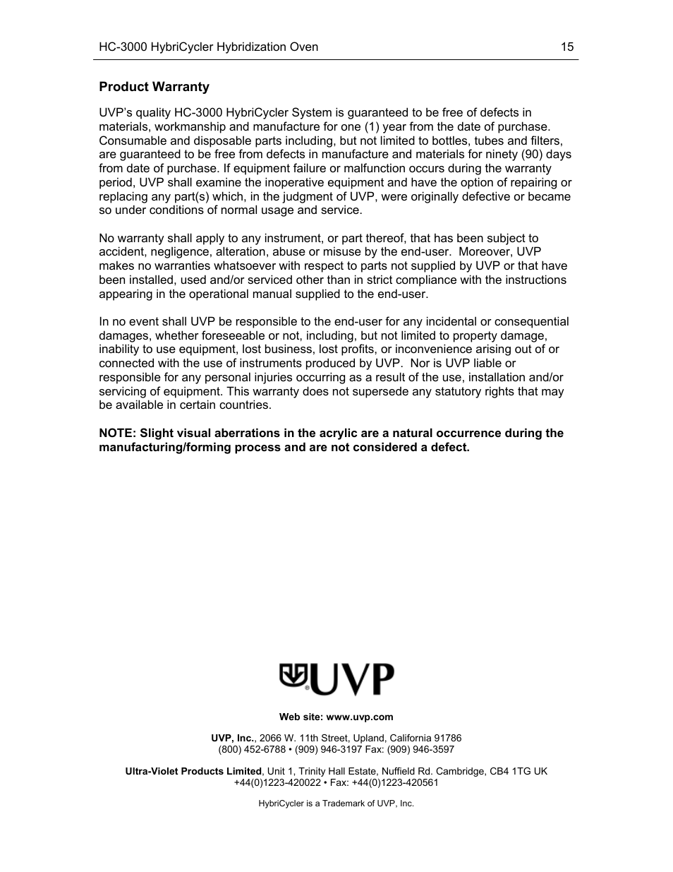 UVP HybriCycler User Manual | Page 15 / 15