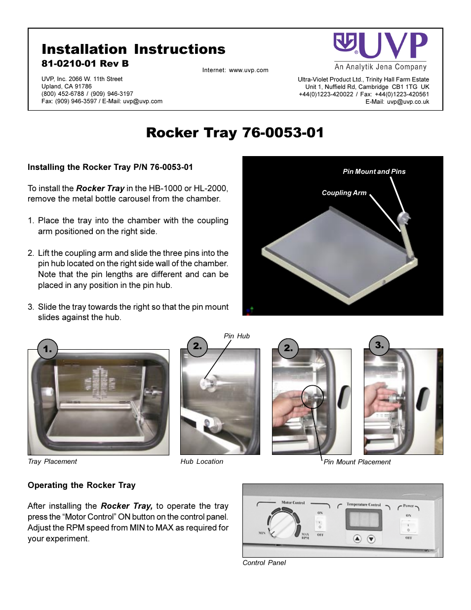 UVP Rocker Tray 76-0053-01 User Manual | 1 page