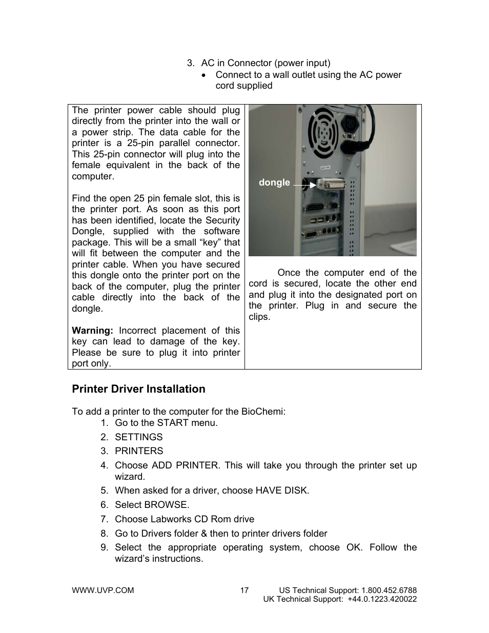 Printer driver installation | UVP BioChemi System with EpiChemi II Darkroom User Manual | Page 17 / 38