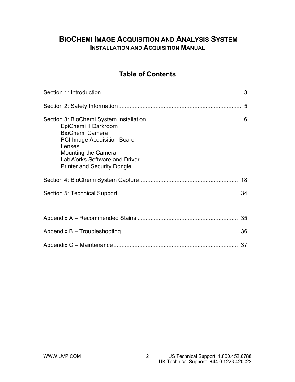 UVP BioChemi System with EpiChemi II Darkroom User Manual | Page 2 / 38