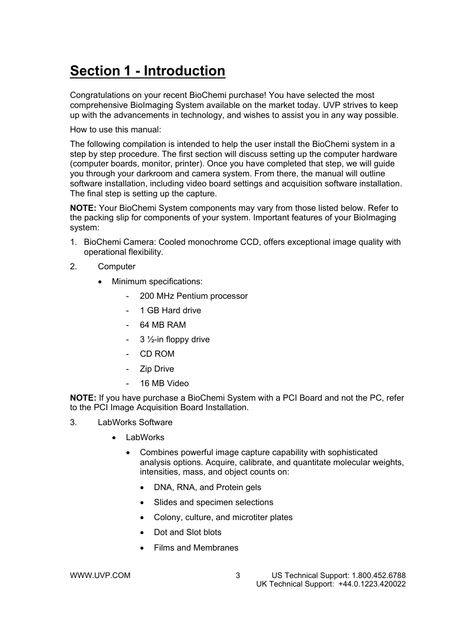 1 - introduction | UVP BioChemi System with EpiChemi II Darkroom User Manual | Page 3 / 38