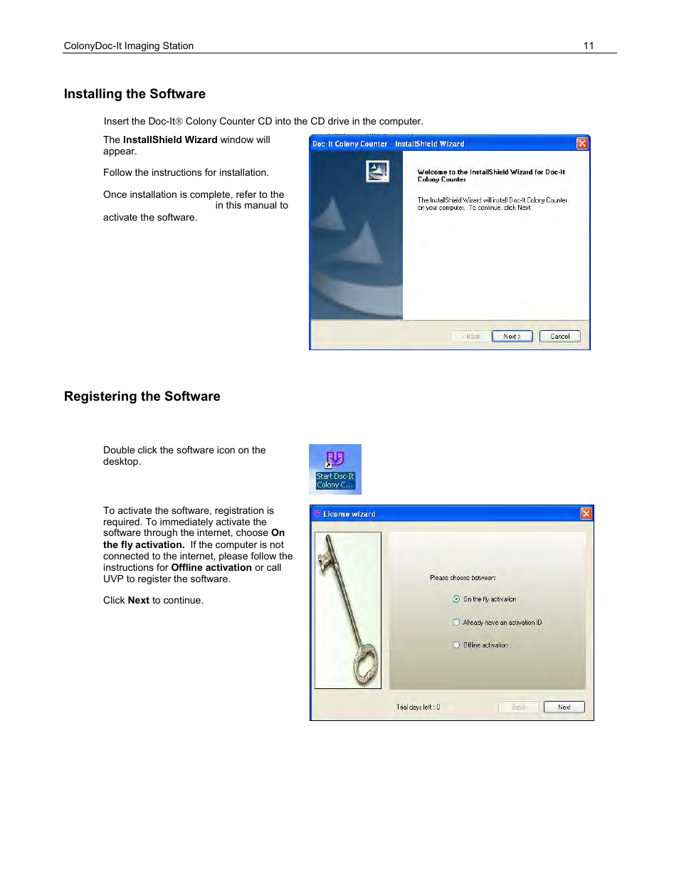 Installing the software, Registering the software | UVP ColonyDoc-It Imaging Station User Manual | Page 11 / 48