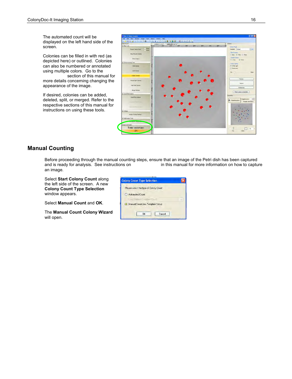 Manual counting | UVP ColonyDoc-It Imaging Station User Manual | Page 16 / 48