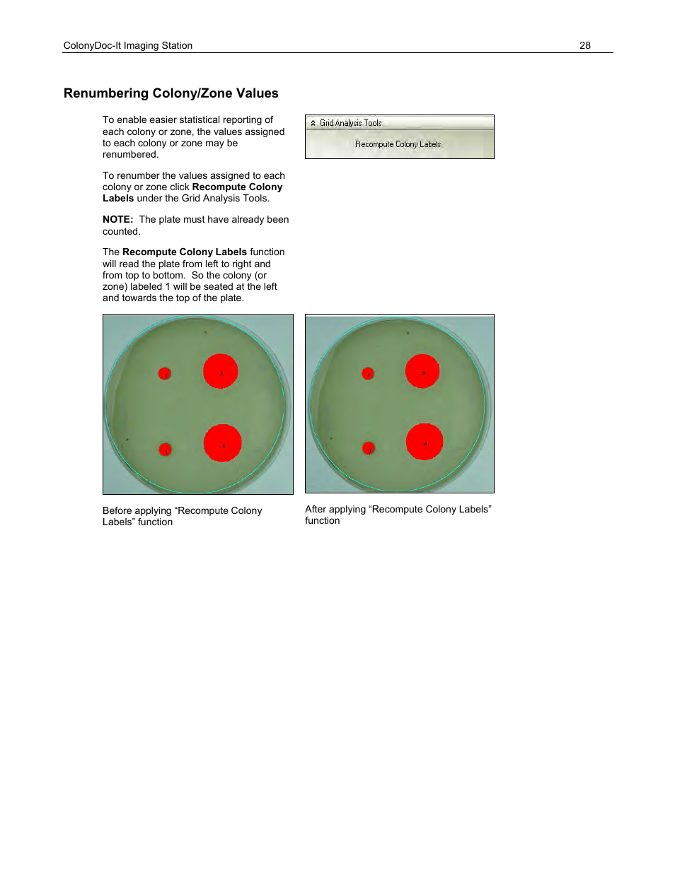 Renumbering colony/zone values | UVP ColonyDoc-It Imaging Station User Manual | Page 28 / 48