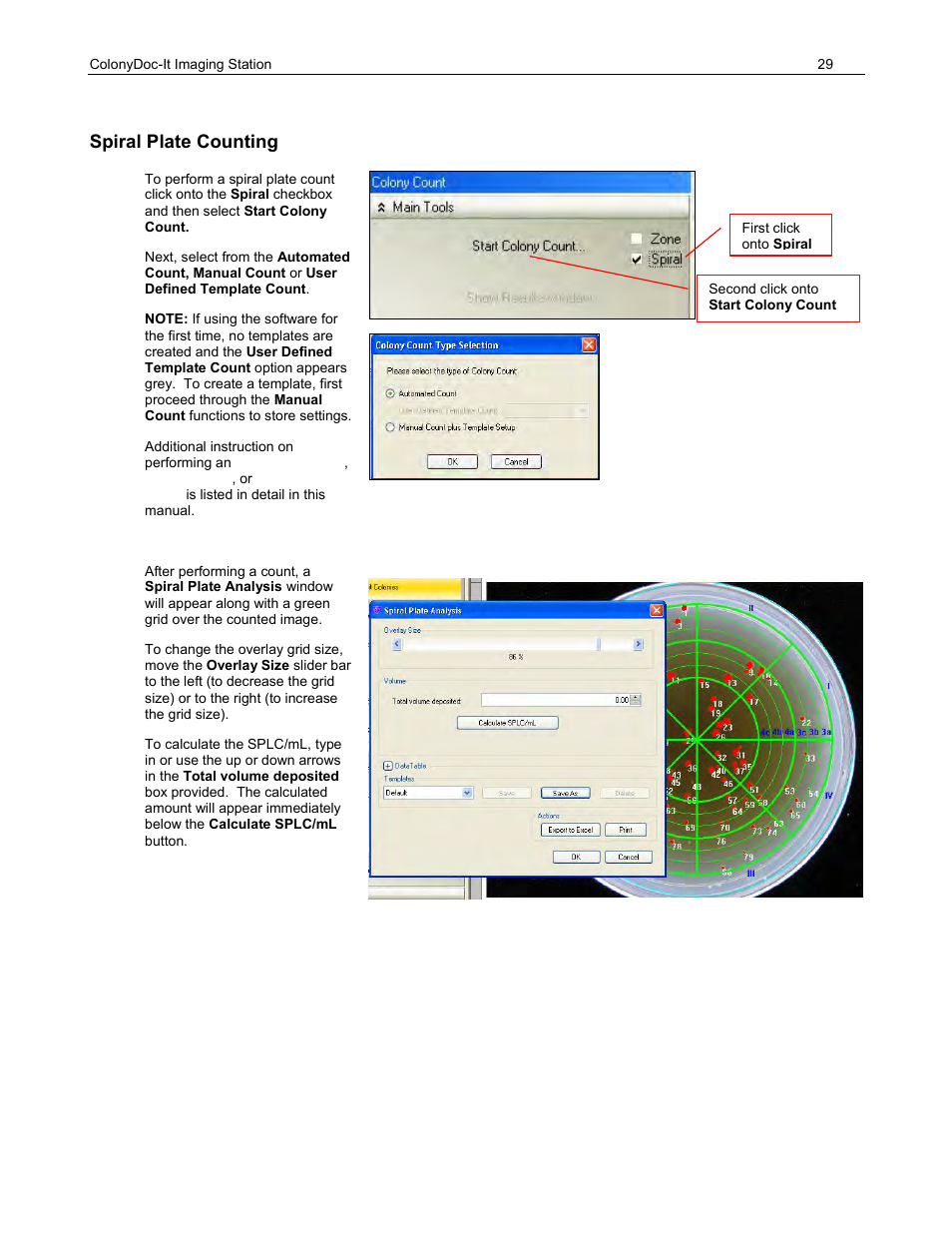 Spiral plate counting | UVP ColonyDoc-It Imaging Station User Manual | Page 29 / 48
