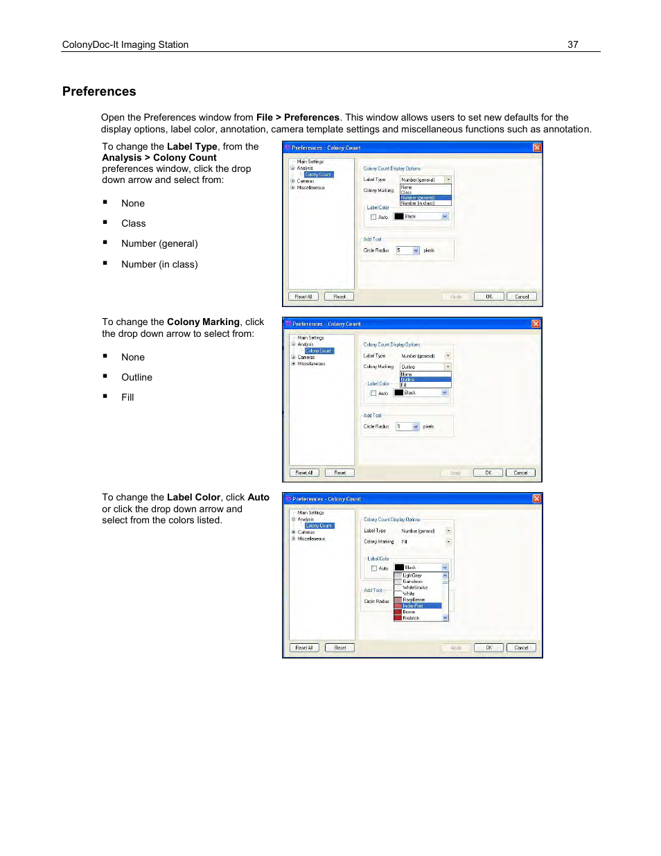 Preferences | UVP ColonyDoc-It Imaging Station User Manual | Page 37 / 48