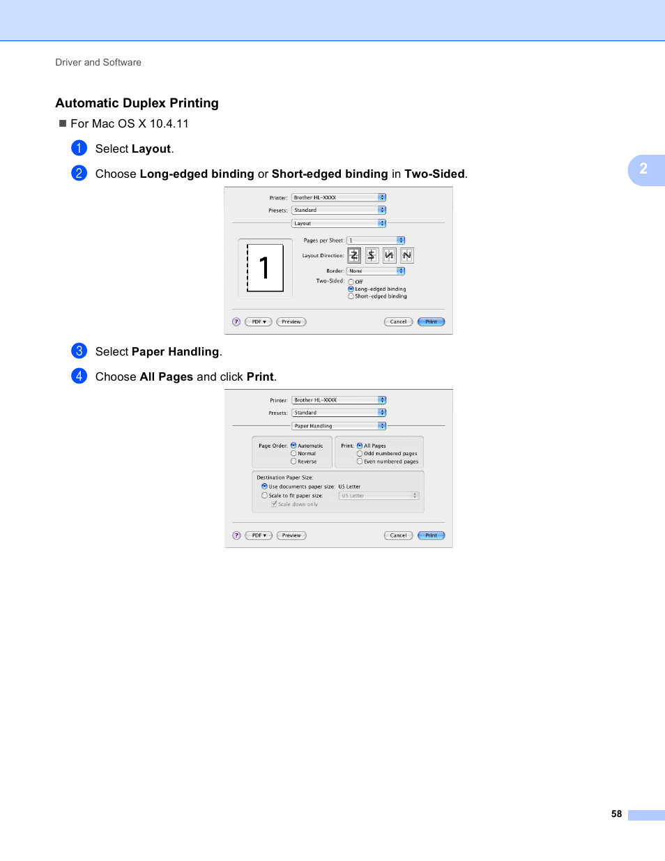 Automatic duplex printing | Brother HL 4150CDN User Manual | Page 64 / 199