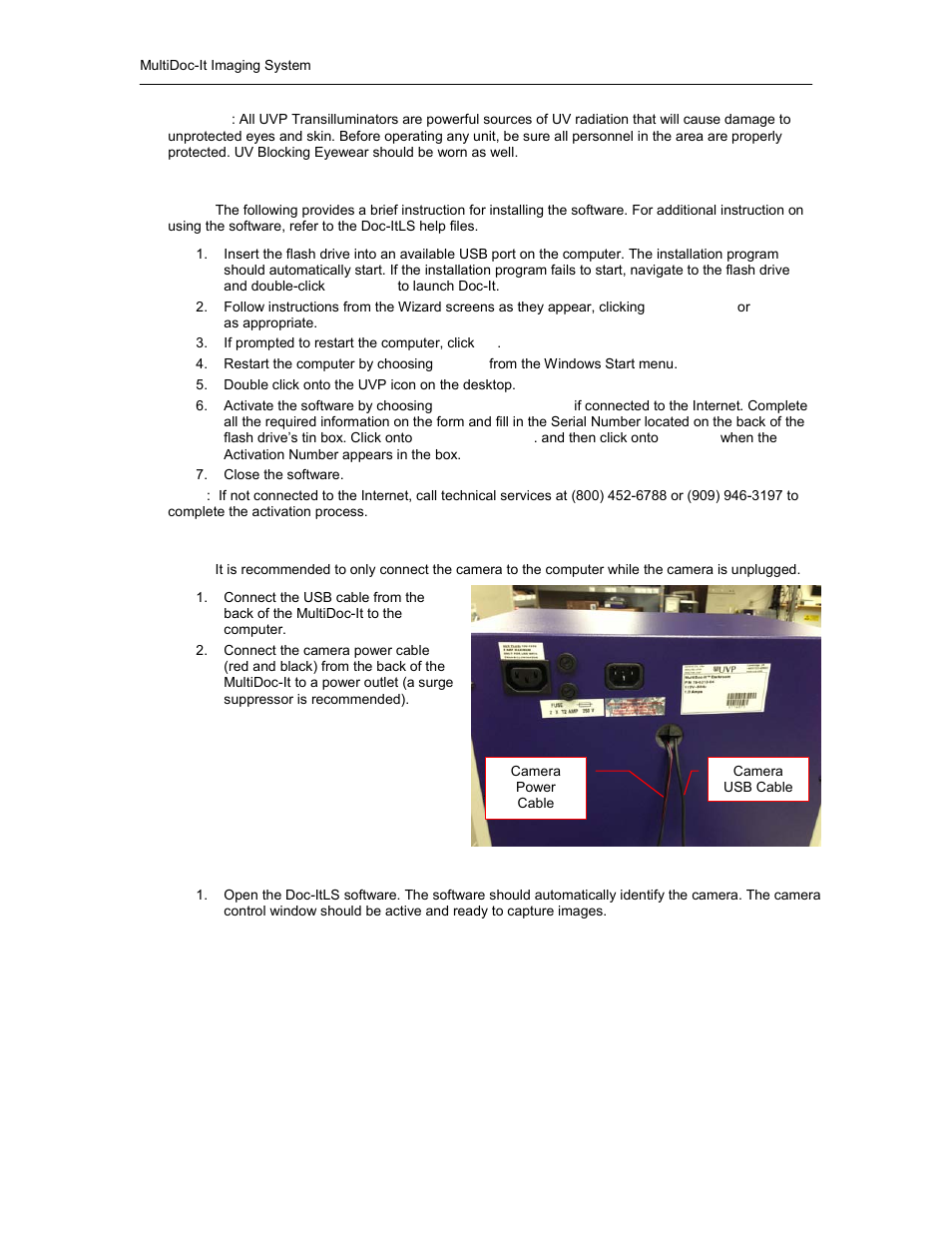 Install doc-itls software, Connect the camera, Connect to doc-itls software | UVP MultiDoc-It Imaging System User Manual | Page 5 / 10